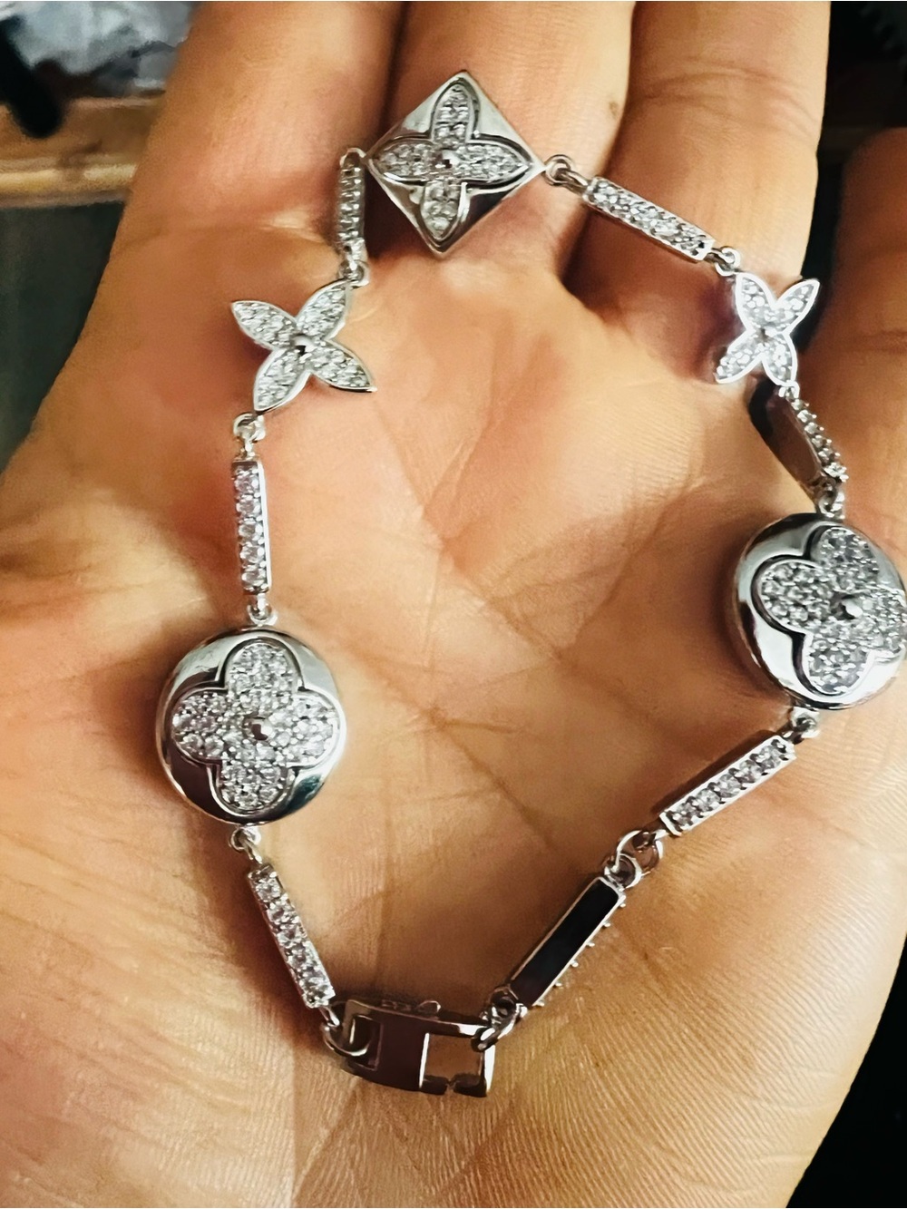 Unbranded Floral Sterling-Style Bracelet in White